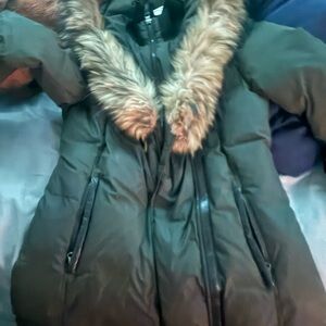 Mackage Black Puffer Coat with Fur Trim